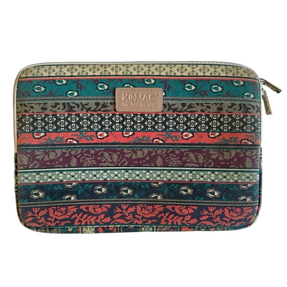 Kinmac Boho Floral Laptop Sleeve Tech Case Travel Office Dorm Multicolor 14x10